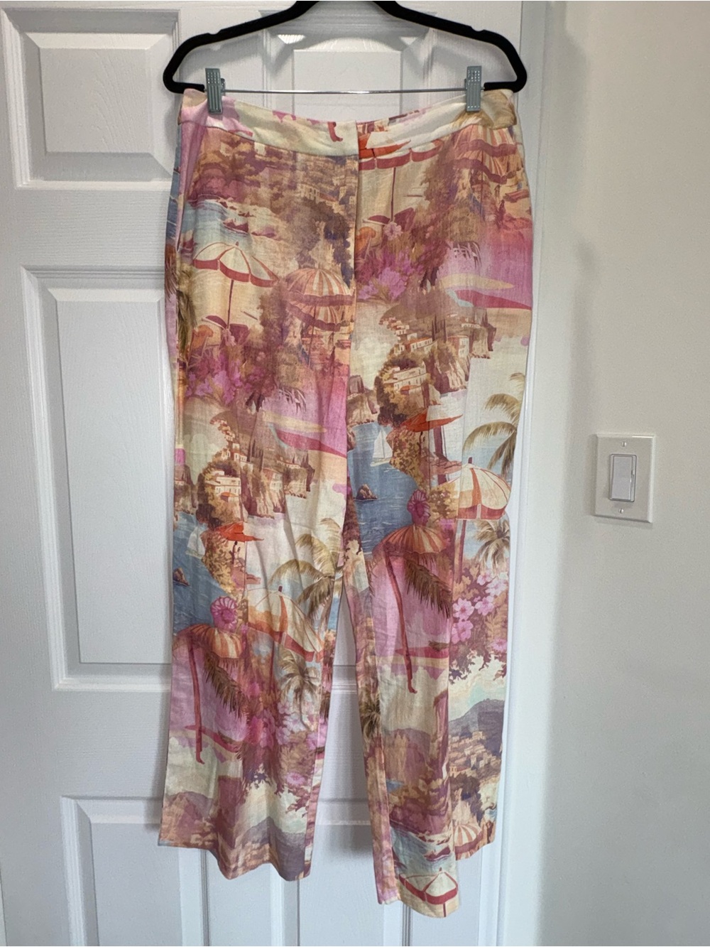 Evernew Tropical Print Pastel Wide-Leg Pants